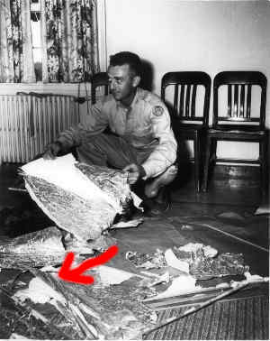 Major Jesse Marcel Sr. Holding Fragments of Crashed UFO Disk